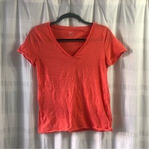 J crew cotton vintage v neck tee in coral
